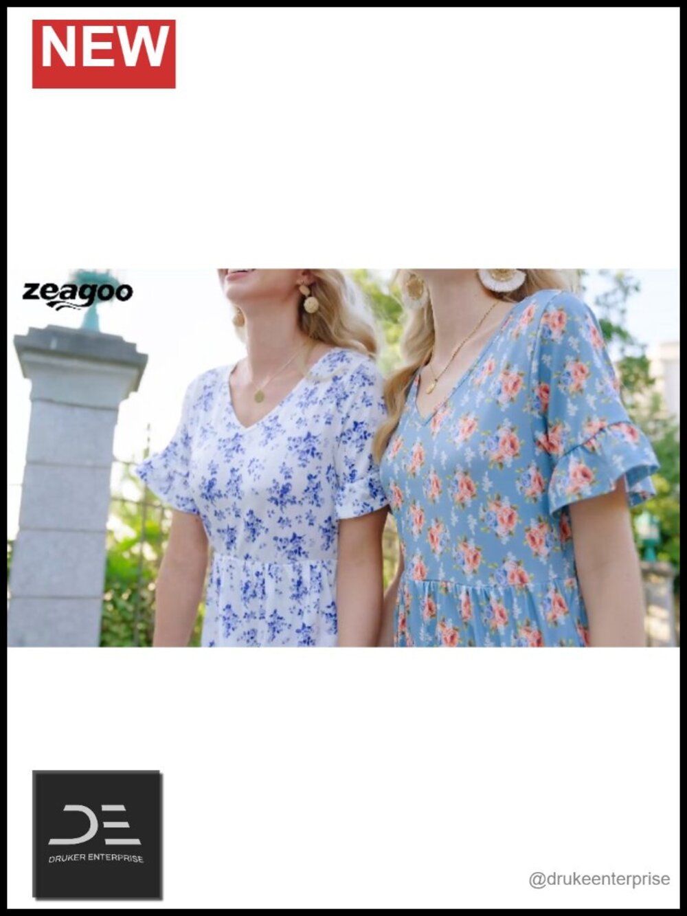 Women's Midi Casual Tiered Ruffle Short Sleeve Flowy Beach Dress with Pockets - Picture 6 of 6